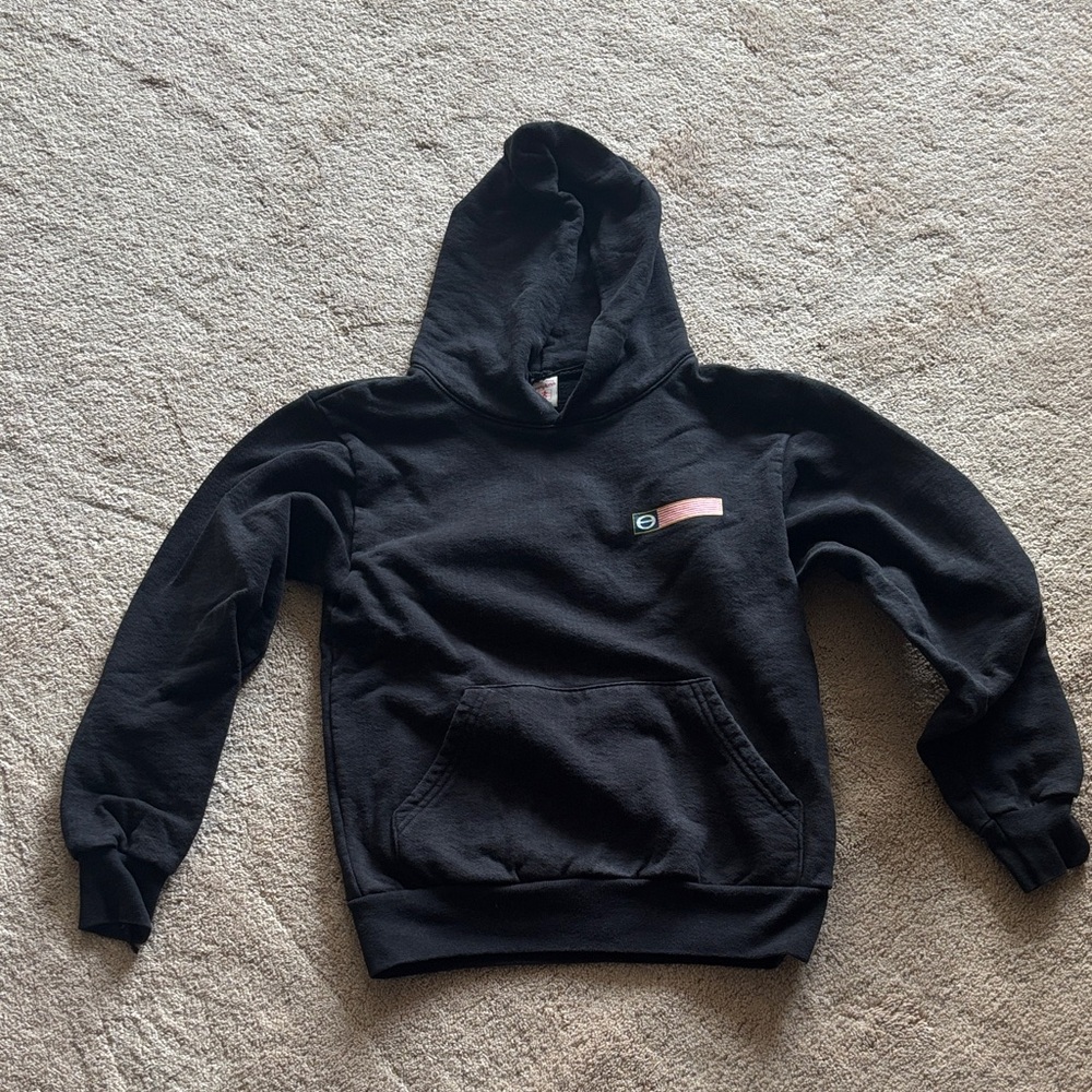Sporty and Rich Black Hoodie with Pink Accent